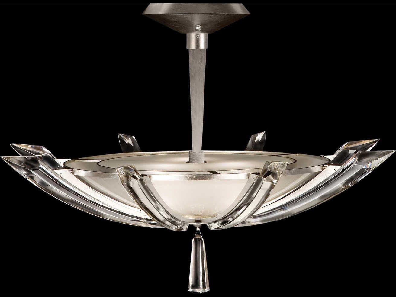 Fine Art Handcrafted Lighting Vol De Cristal 3-Light Silver Crystal Bowl Pendant