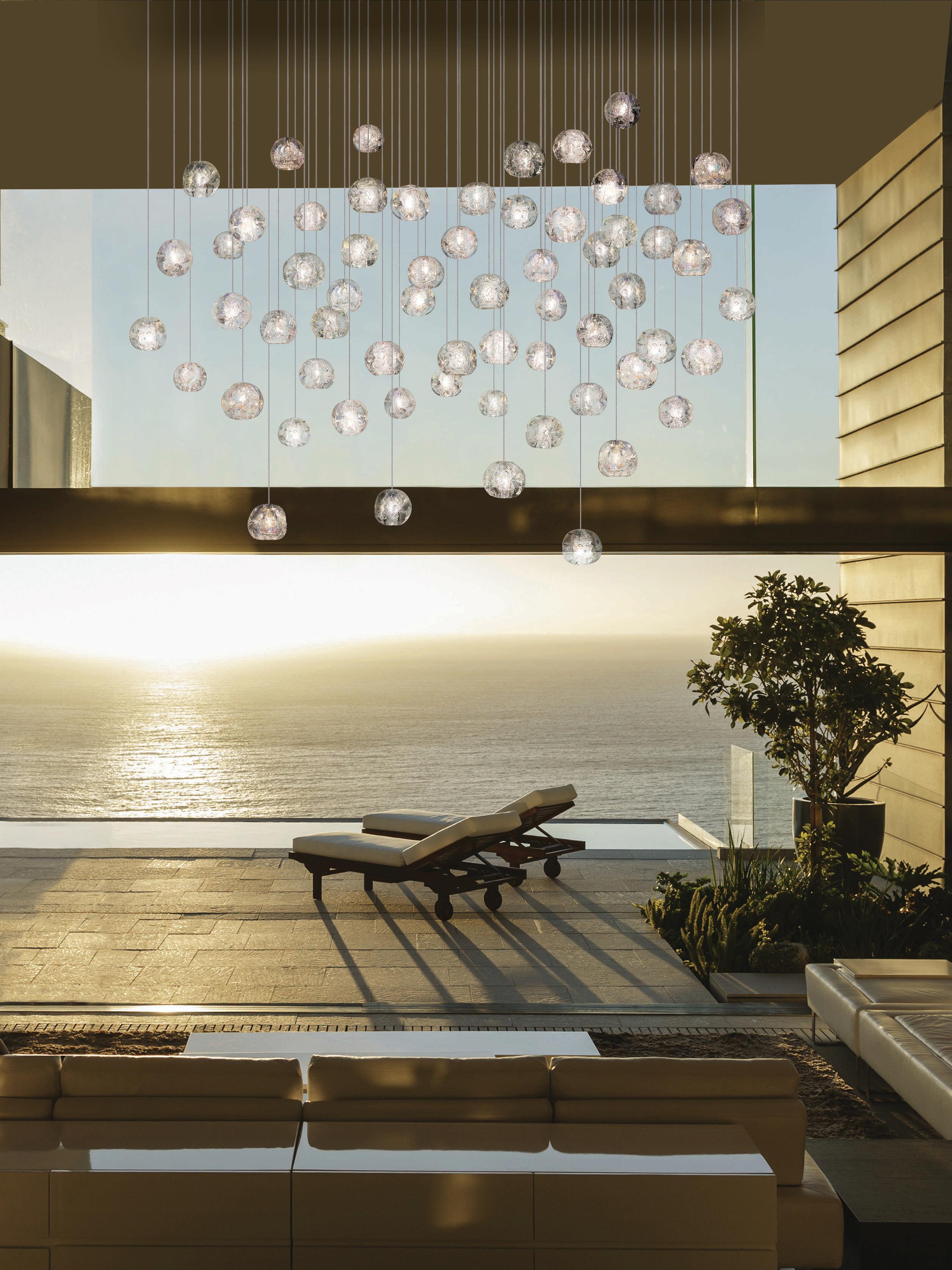 Fine Art Handcrafted Lighting Natural Inspirations 1-Light Silver Glass LED Bell Mini Pendant