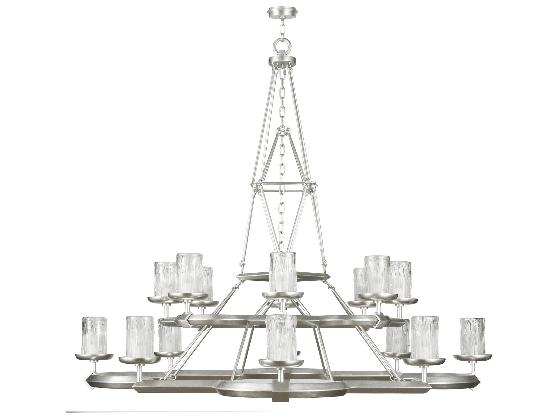 Fine Art Handcrafted Lighting Liaison 16-Light Silver Candelabra Cylinder Tiered Chandelier