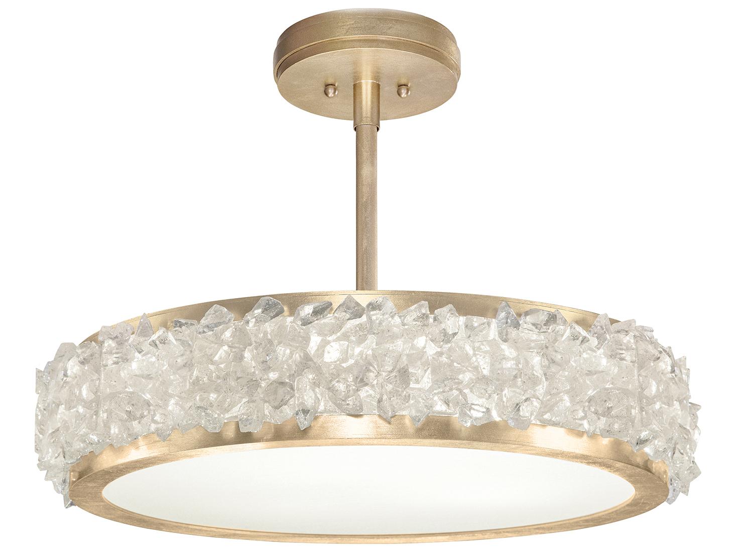 Fine Art Handcrafted Lighting Arctic Halo Champagne Tinted Gold Crystal Glass Semi Flush Mount