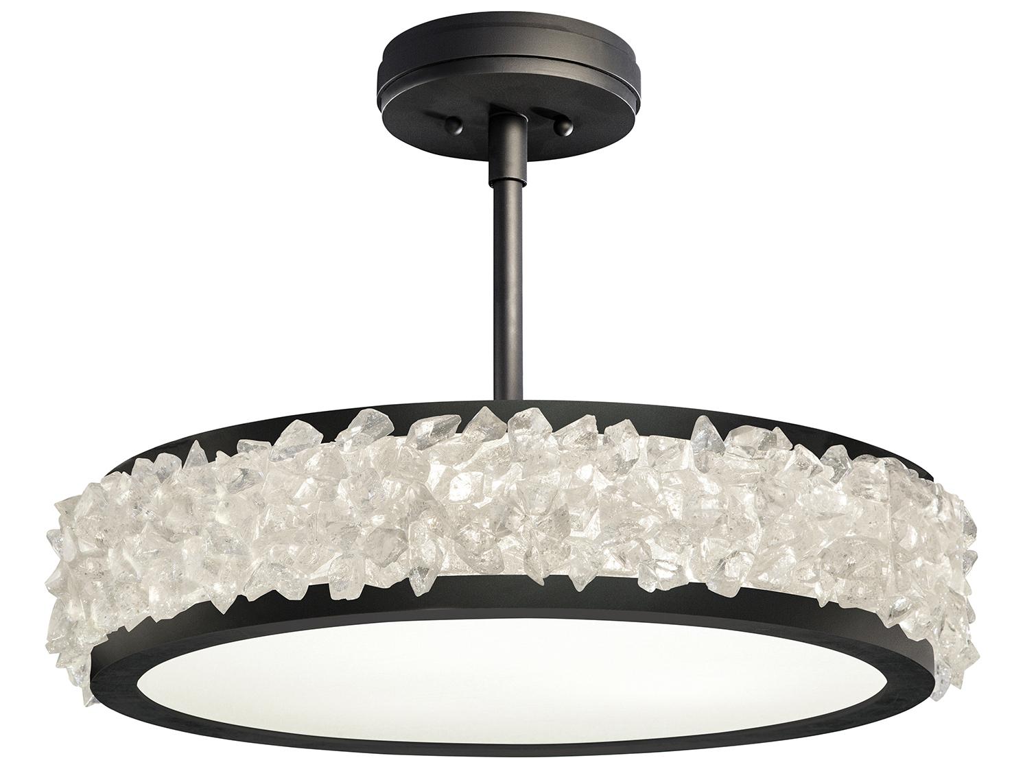 Fine Art Handcrafted Lighting Arctic Halo Matte Black Crystal Glass Semi Flush Mount