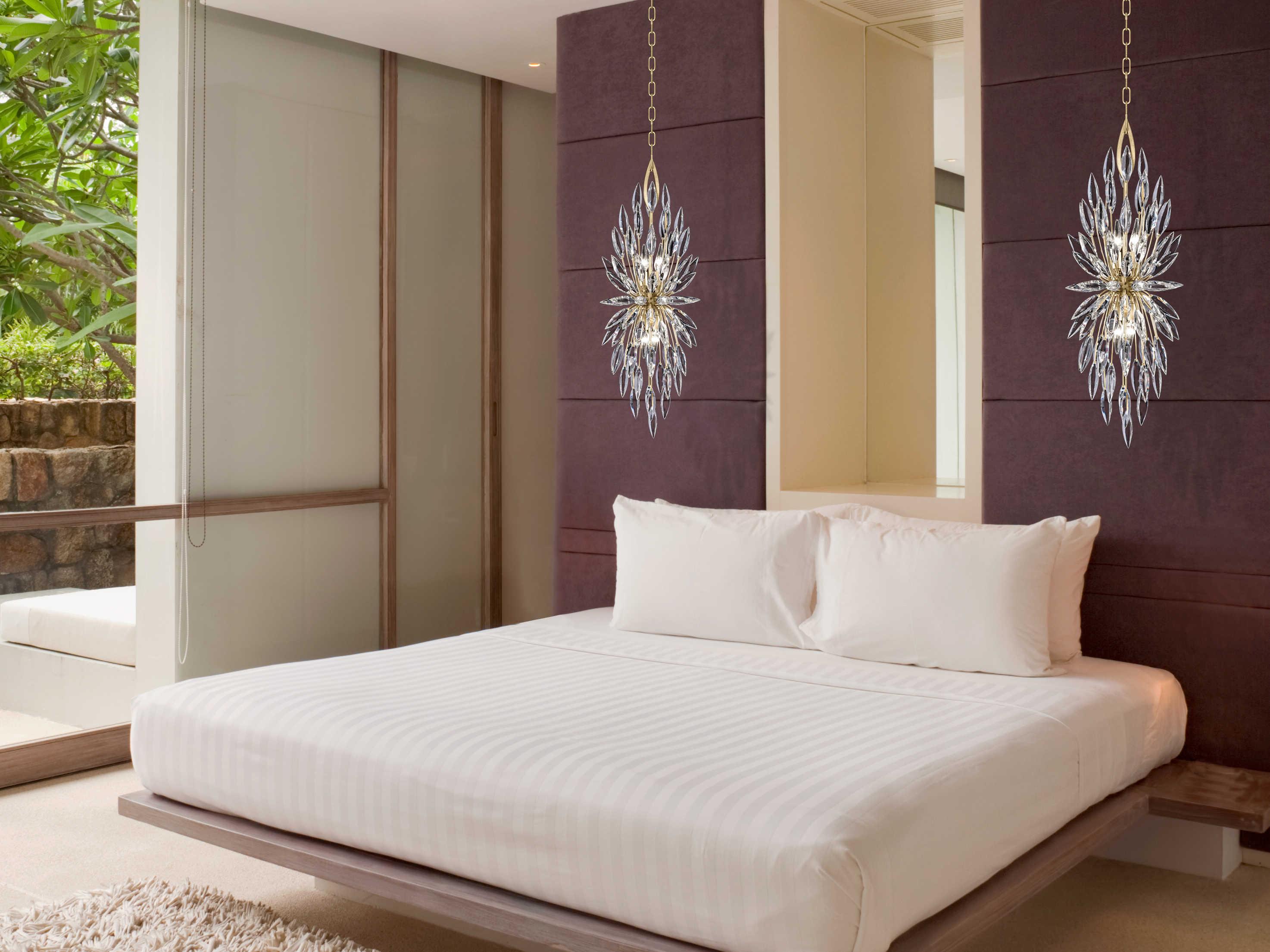 Fine Art Handcrafted Lighting Lily Buds 4-Light Gold Leaf Crystal Pendant