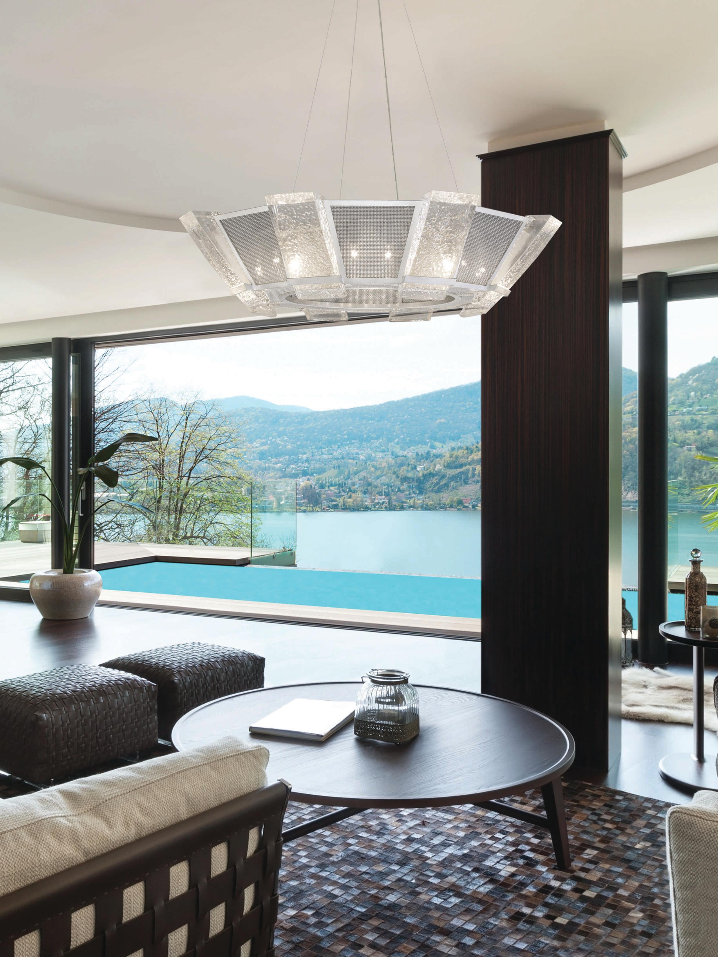 Fine Art Handcrafted Lighting Crownstone 16-Light-Light Silver Glass Bowl Pendant