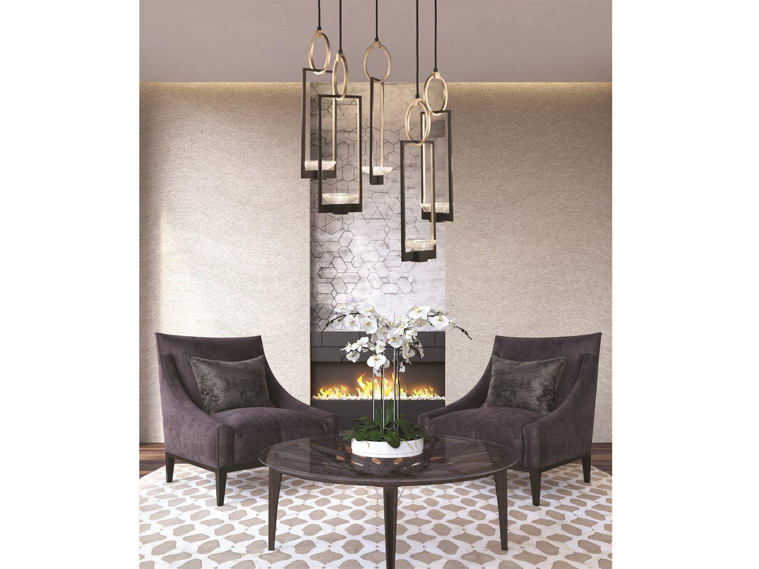 Fine Art Handcrafted Lighting Delphi 5-Light Black And Gold Glass Bowl Pendant