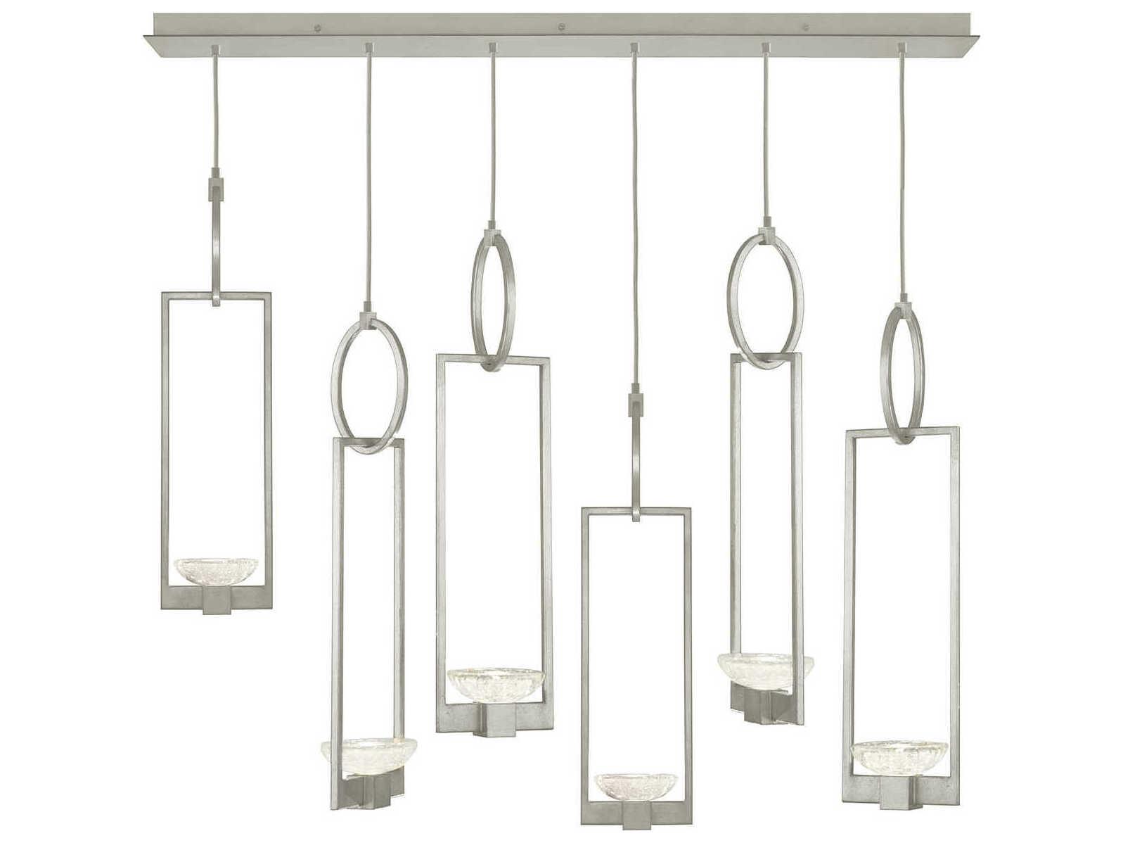 Fine Art Handcrafted Lighting Delphi 12-Light Silver Glass LED Geometric Linear Island Pendant