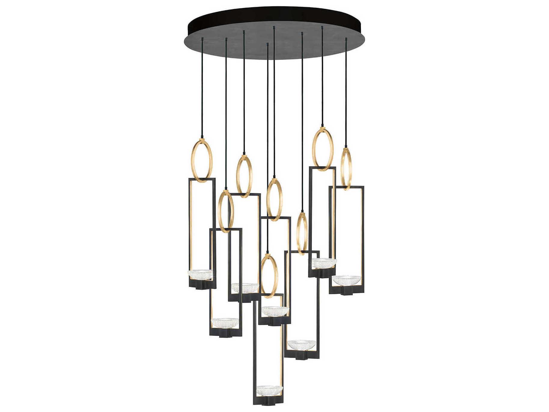 Fine Art Handcrafted Lighting Delphi 16-Light6-Light Black Glass LED Geometric Pendant