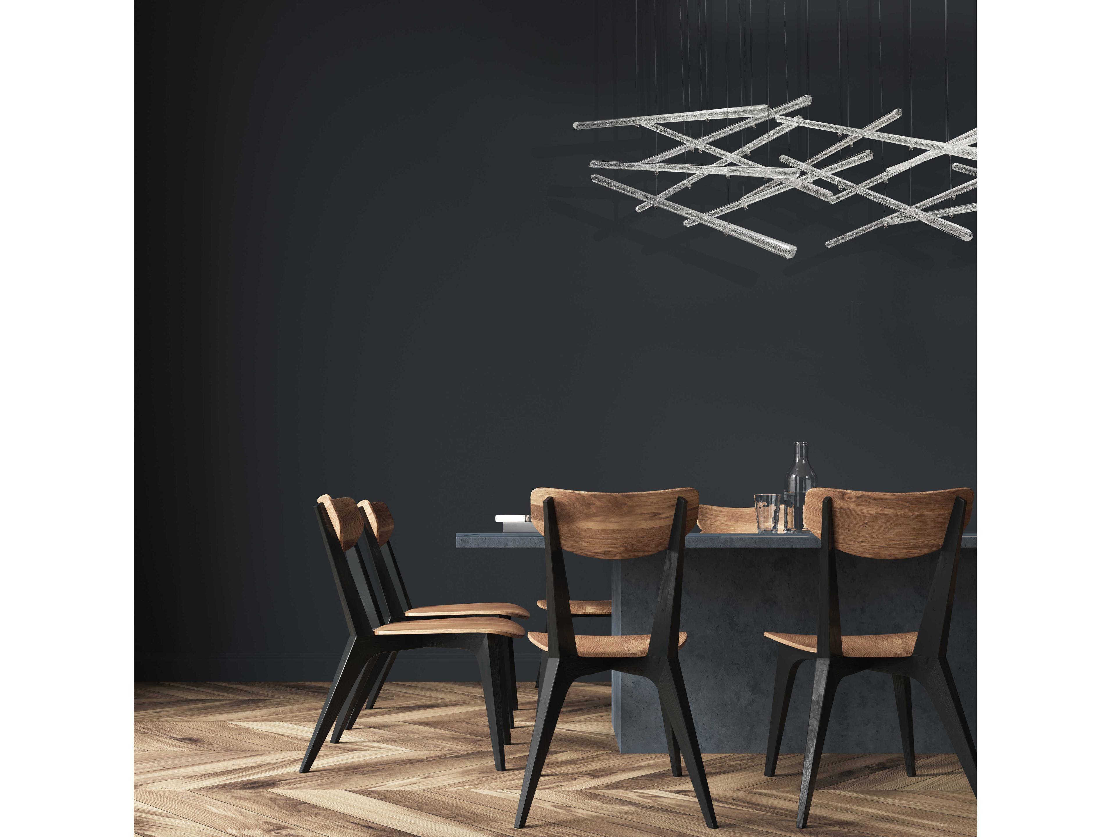 Fine Art Handcrafted Lighting Elevate 8-Light Silver Leaf Crystal Glass Island Pendant