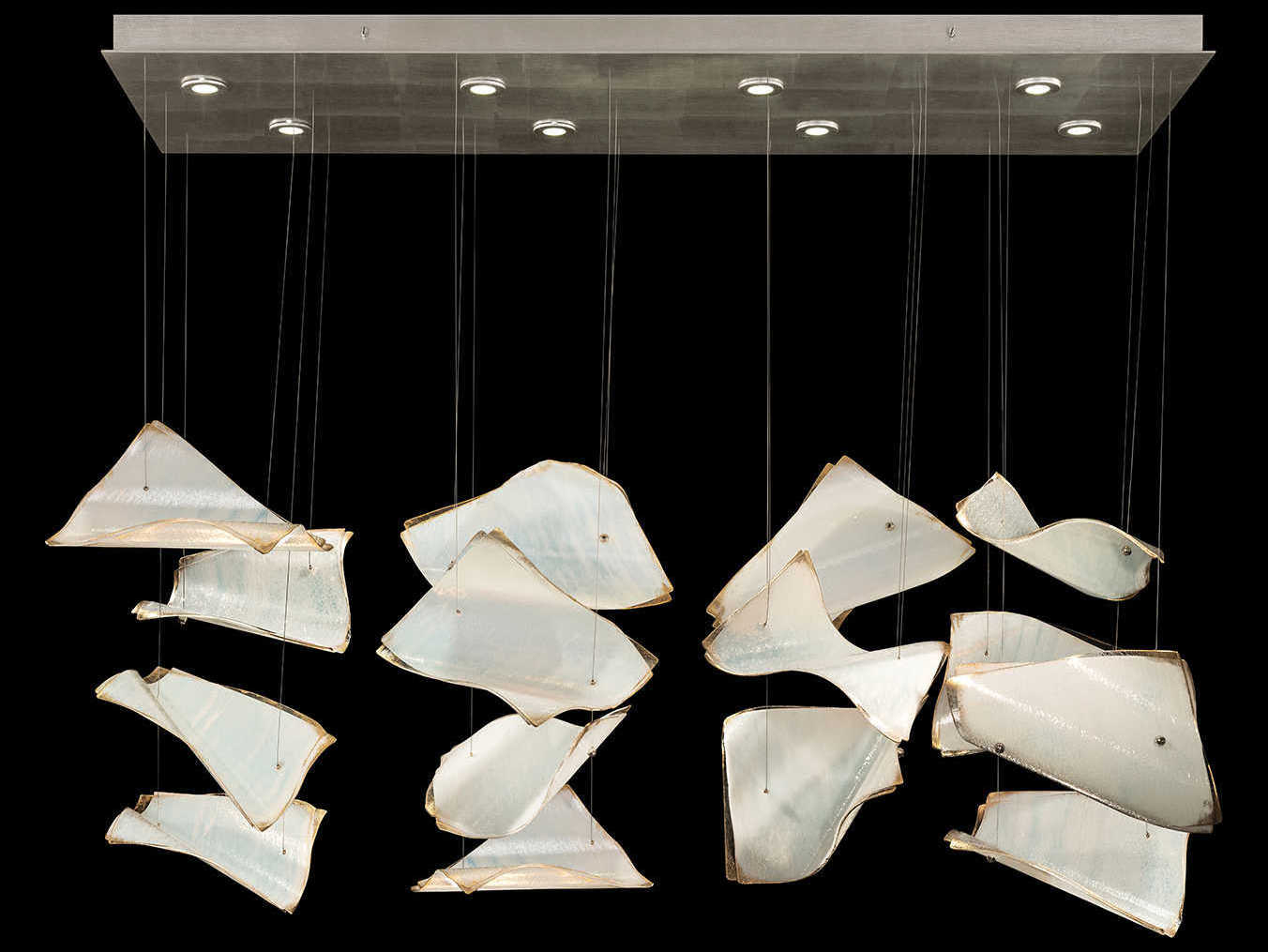 Fine Art Handcrafted Lighting Elevate 8-Light Silver Leaf Glass LED Island Pendant