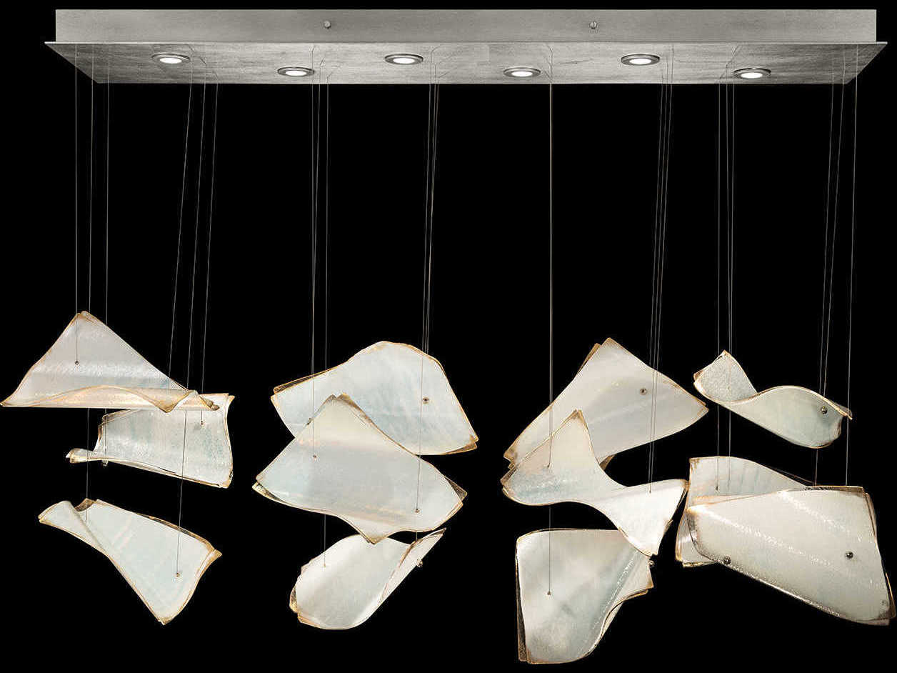 Fine Art Handcrafted Lighting Elevate 6-Light Silver Leaf Glass LED Linear Island Pendant