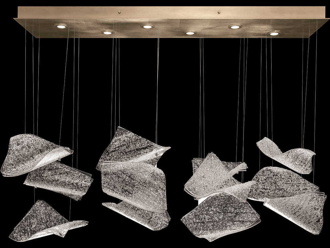 Fine Art Handcrafted Lighting Elevate 6-Light Gold Leaf Glass LED Linear Island Pendant