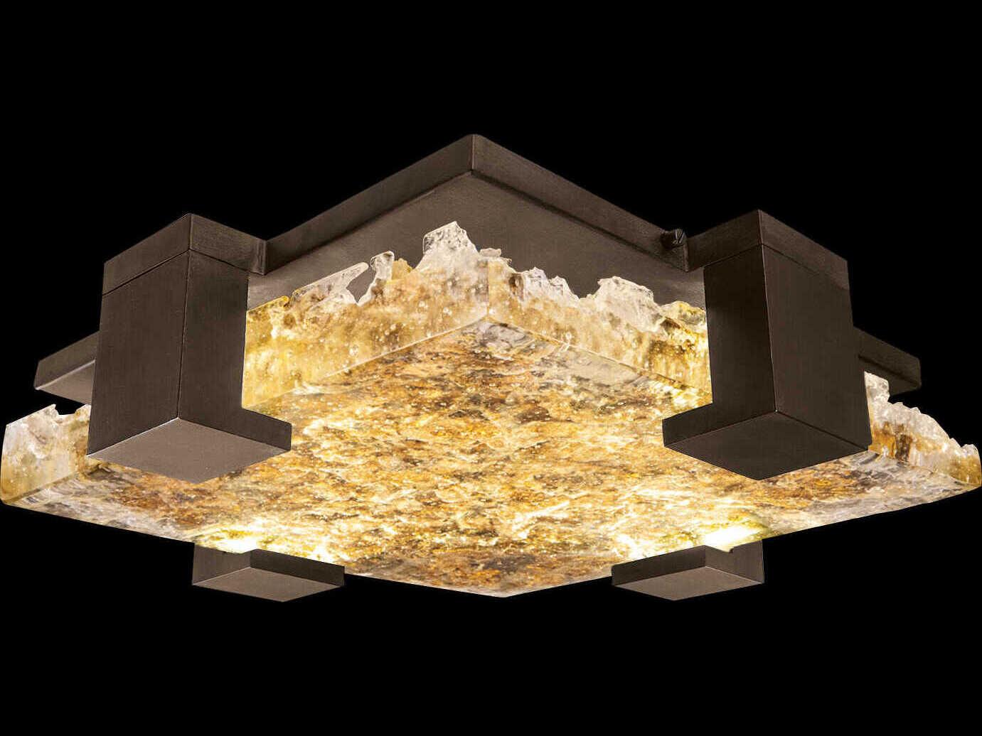 Fine Art Handcrafted Lighting Terra 4-Light Bronze Geometric Flush Mount