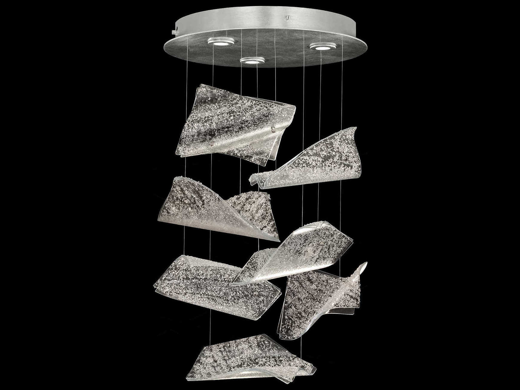 Fine Art Handcrafted Lighting Elevate 3-Light Silver Leaf Glass LED Pendant