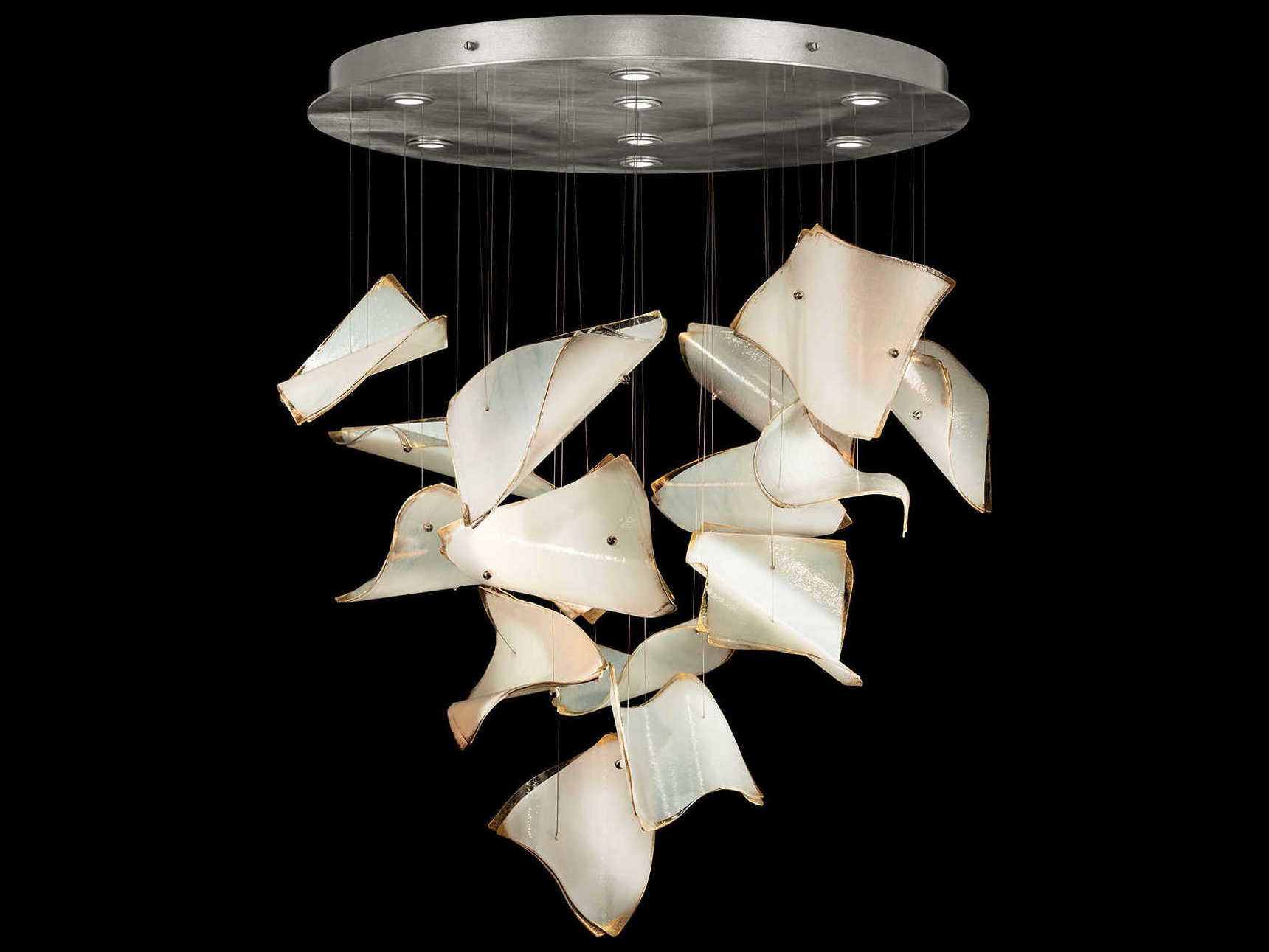 Fine Art Handcrafted Lighting Elevate 8-Light Silver Leaf Glass LED Pendant