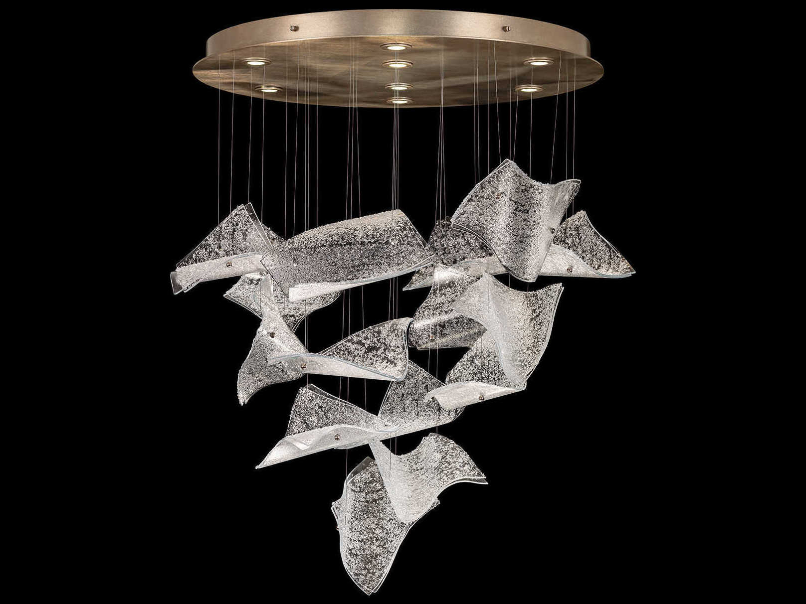 Fine Art Handcrafted Lighting Elevate 8-Light Gold Leaf Glass LED Pendant