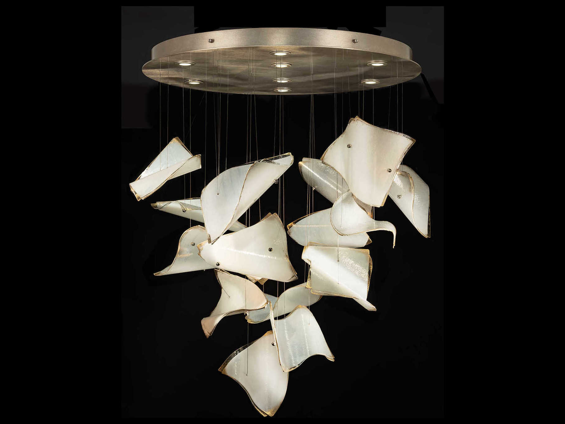 Fine Art Handcrafted Lighting Elevate 8-Light Gold Leaf Glass LED Pendant