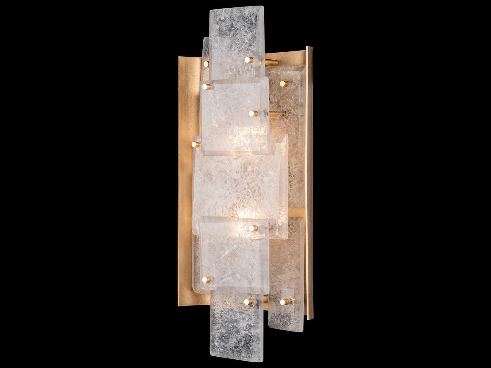 Fine Art Handcrafted Lighting Lunea 2-Light Gold Glass Wall Sconce