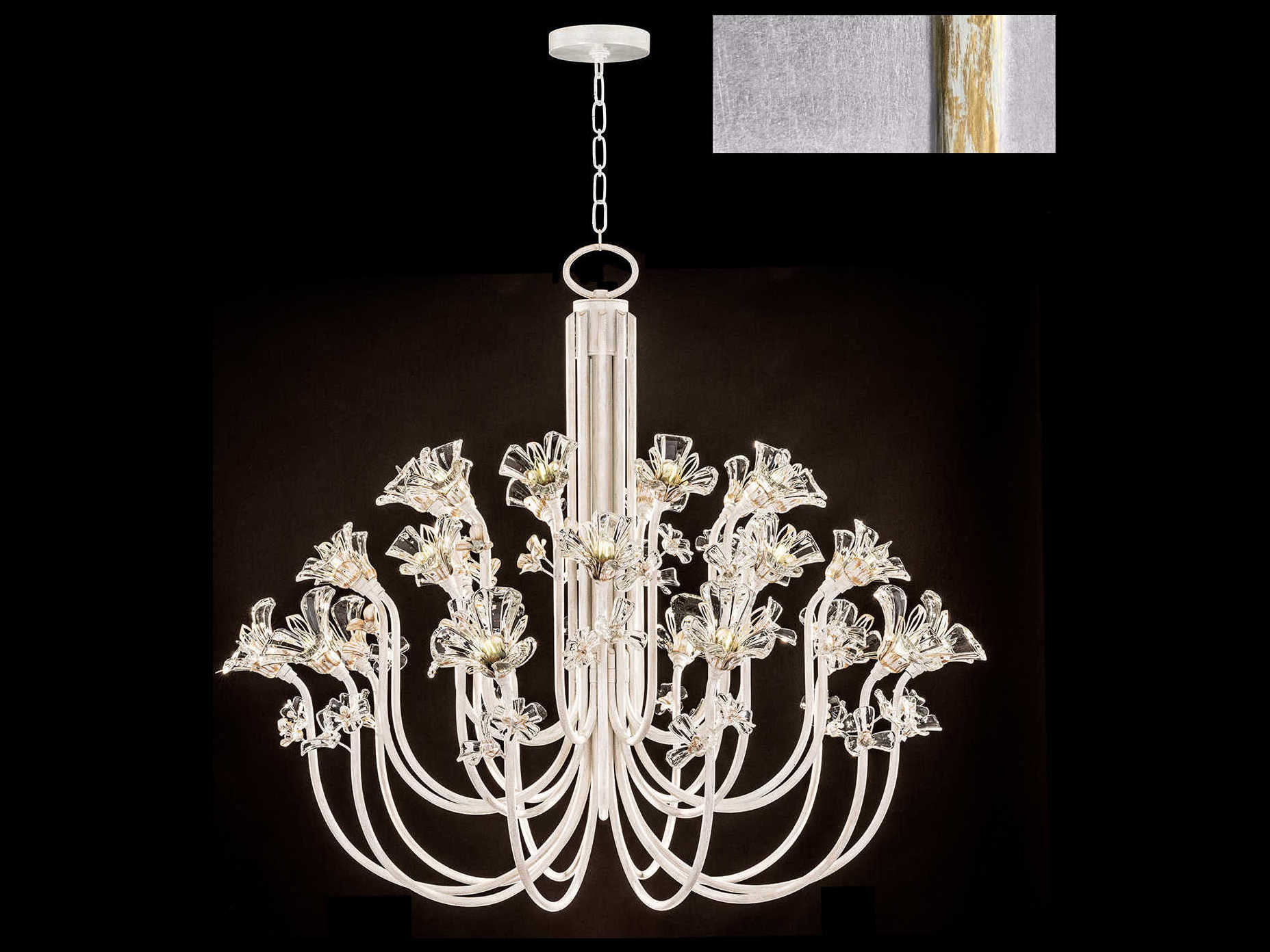 Fine Art Handcrafted Lighting Azu 30-Light Silver Crystal Candelabra Chandelier