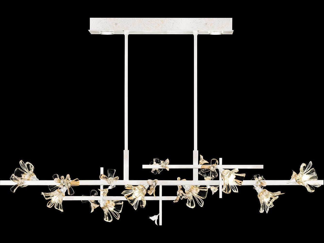 Fine Art Handcrafted Lighting Azu 8-Light White Crystal Linear Island Pendant