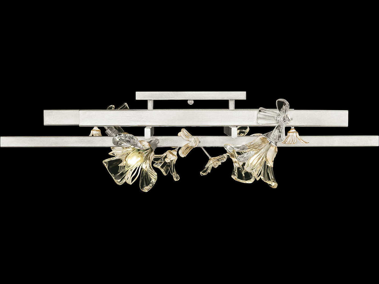 Fine Art Handcrafted Lighting Azu 4-Light Silver Crystal Flush Mount