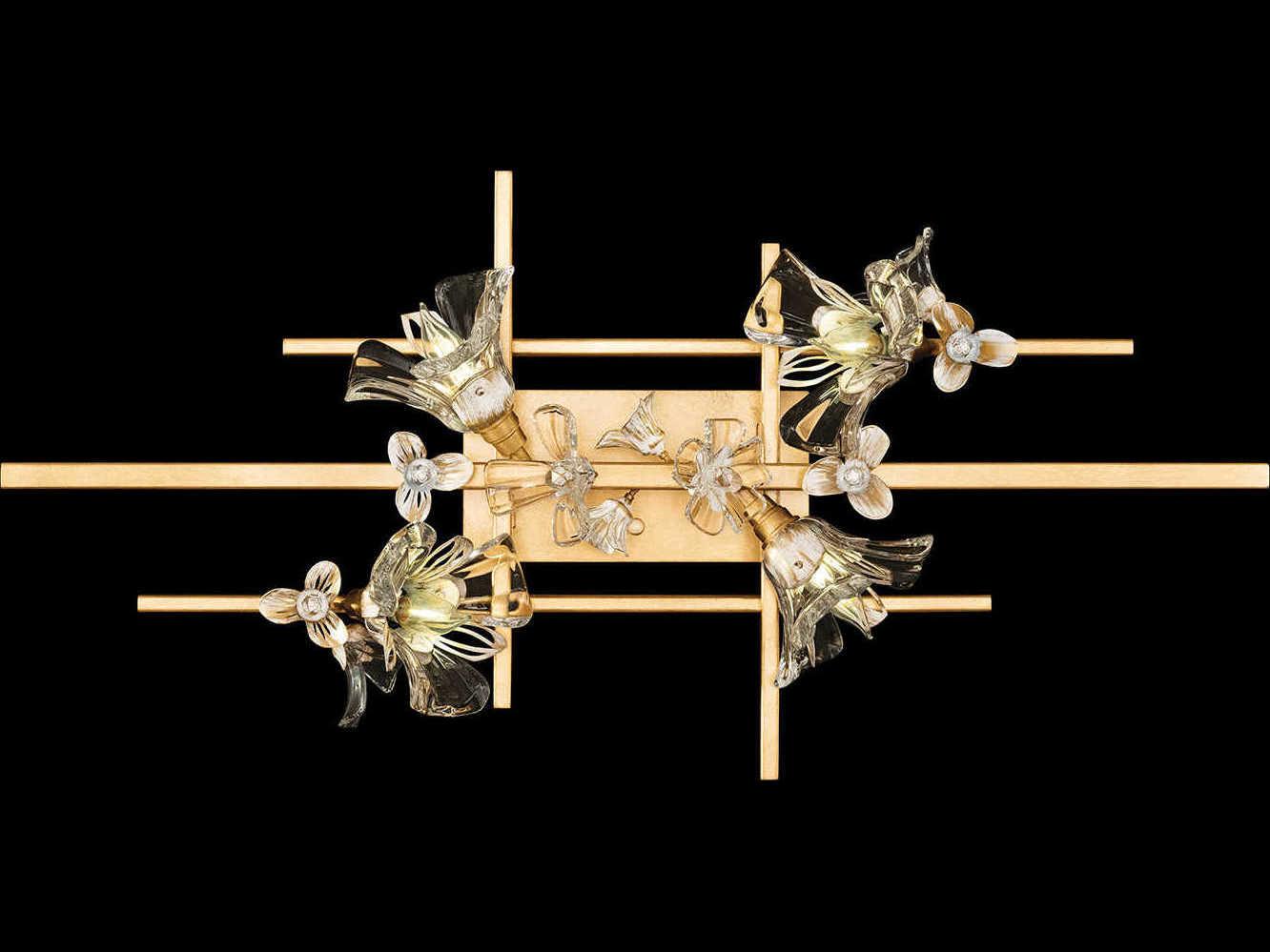 Fine Art Handcrafted Lighting Azu 4-Light Gold Crystal Flush Mount