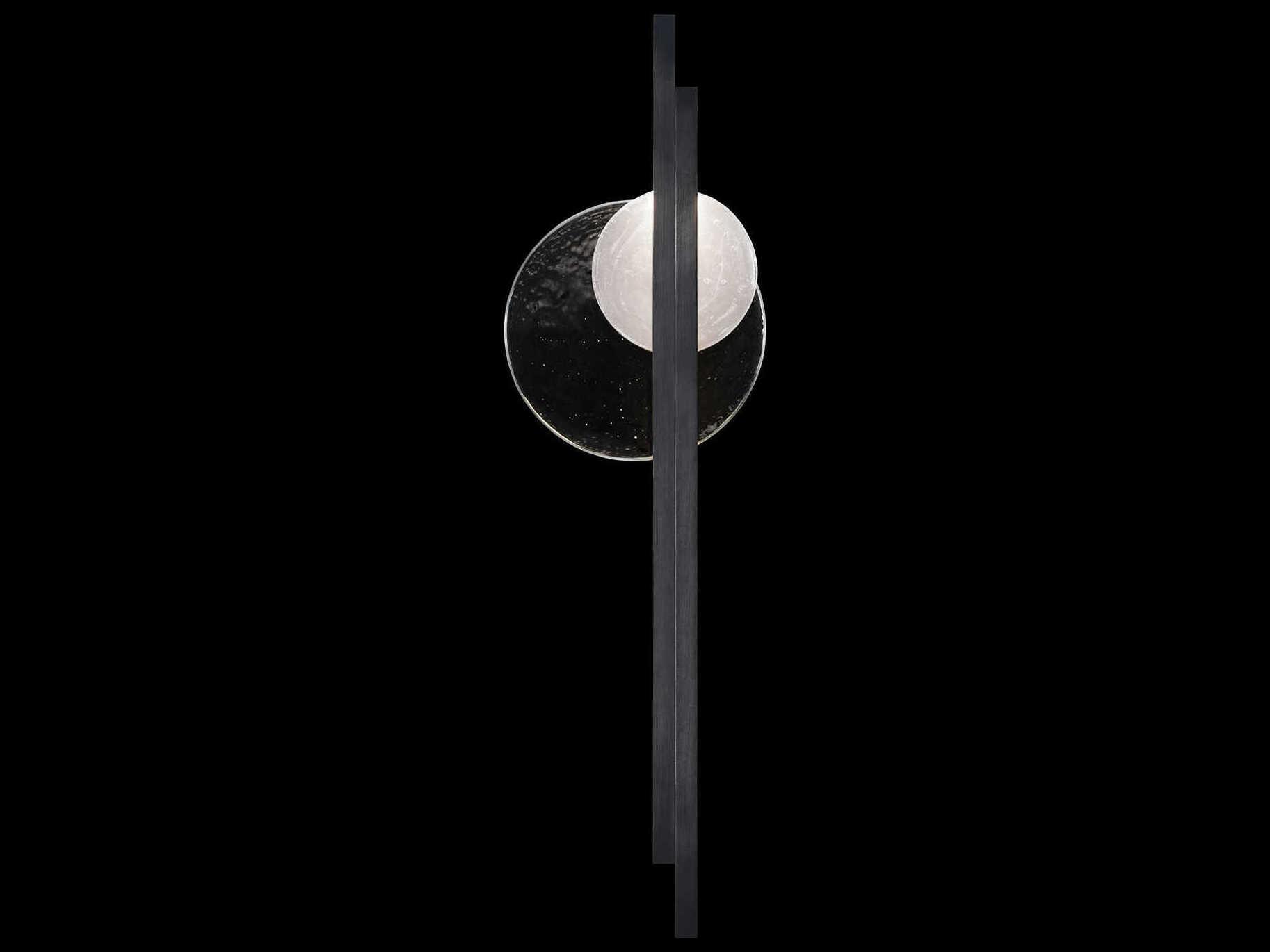 Fine Art Handcrafted Lighting Selene 2-Light Black Iron Glass LED Wall Sconce