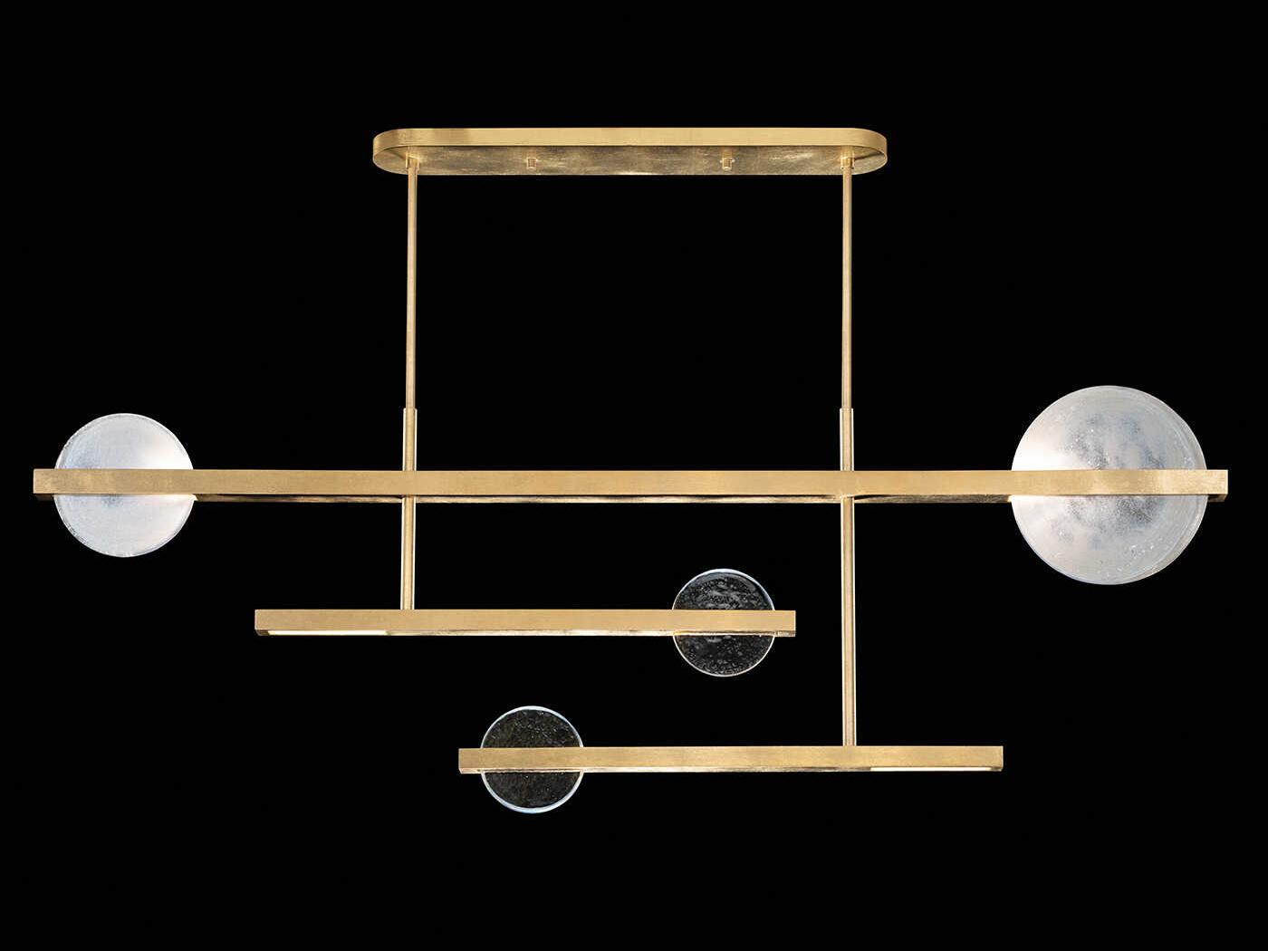 Fine Art Handcrafted Lighting Selene 6-Light Gold Leaf Glass LED Geometric Linear Island Pendant