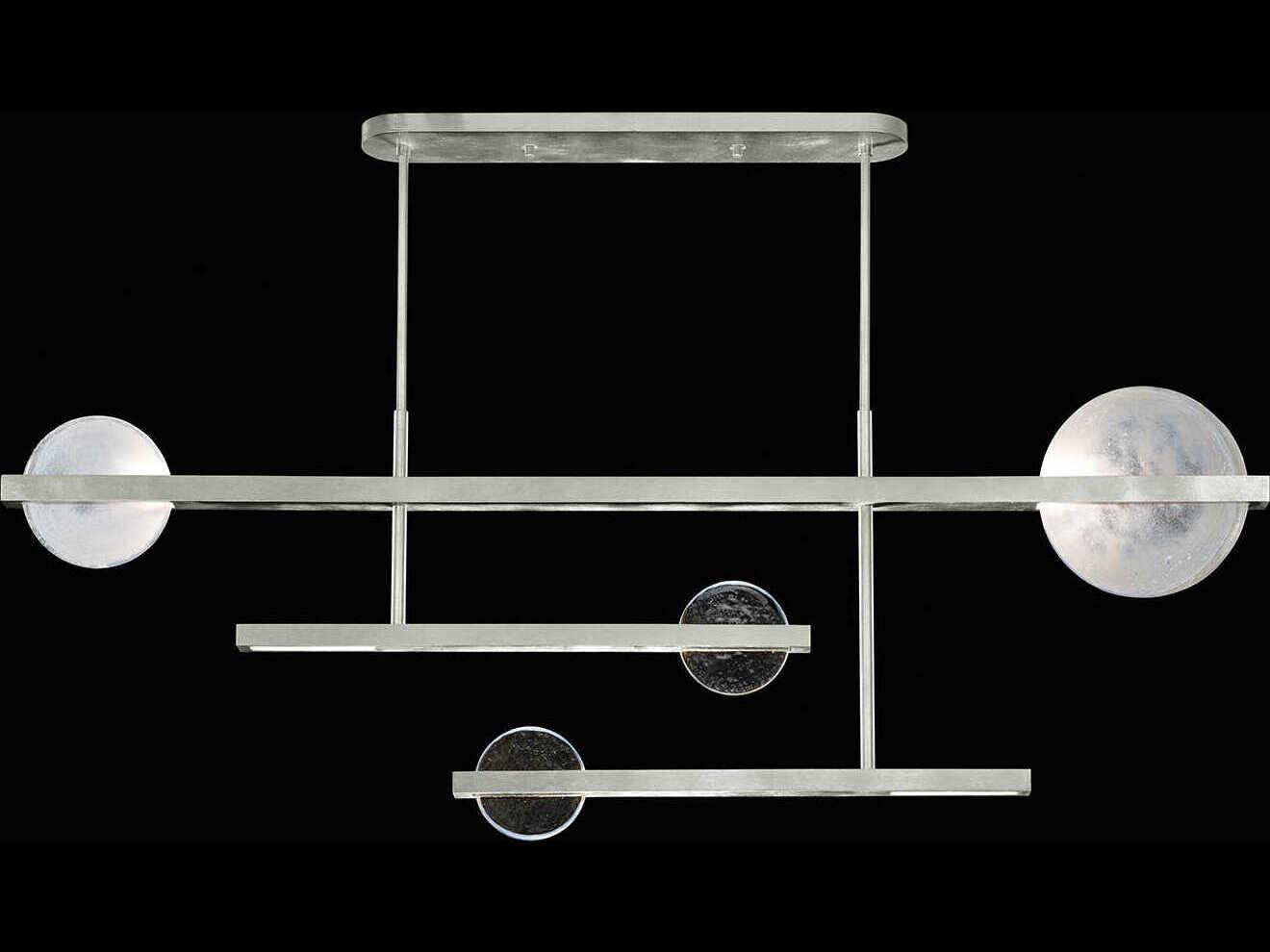 Fine Art Handcrafted Lighting Selene 6-Light Silver Leaf Glass LED Geometric Linear Island Pendant