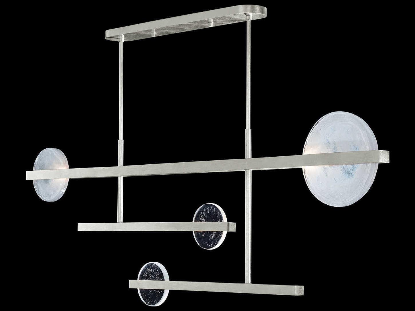 Fine Art Handcrafted Lighting Selene 6-Light Silver Leaf Glass LED Geometric Linear Island Pendant