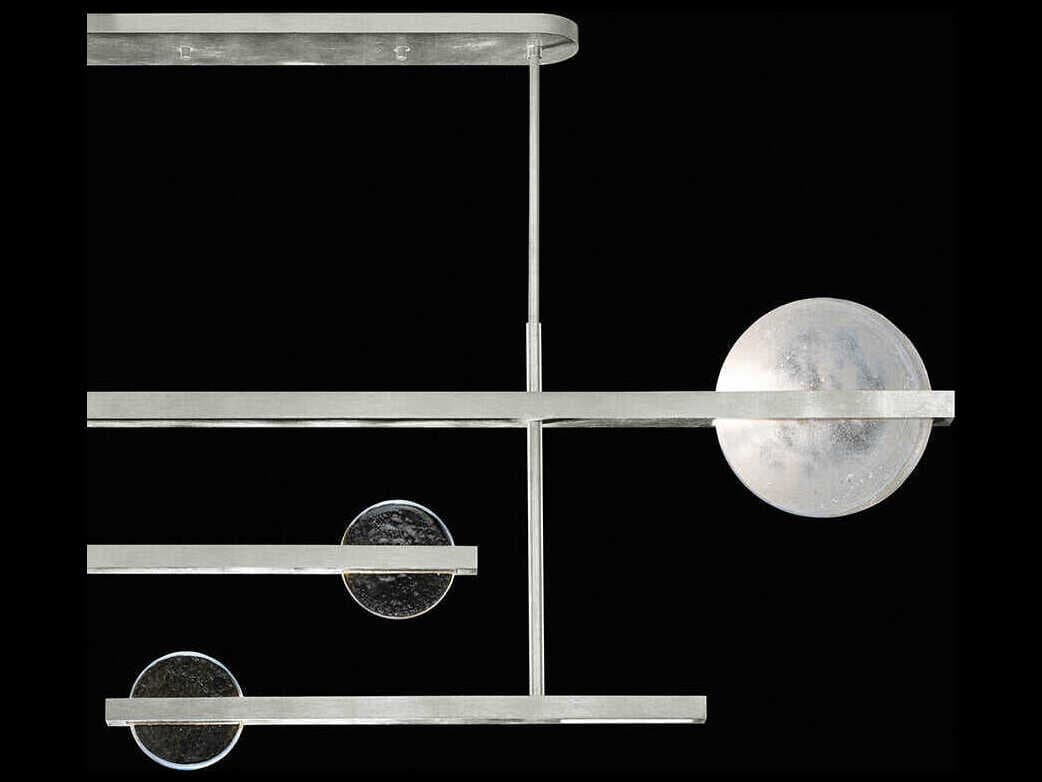 Fine Art Handcrafted Lighting Selene 6-Light Silver Leaf Glass LED Geometric Linear Island Pendant