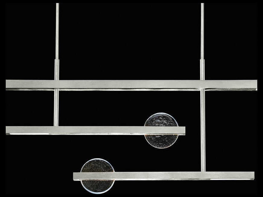 Fine Art Handcrafted Lighting Selene 6-Light Silver Leaf Glass LED Geometric Linear Island Pendant