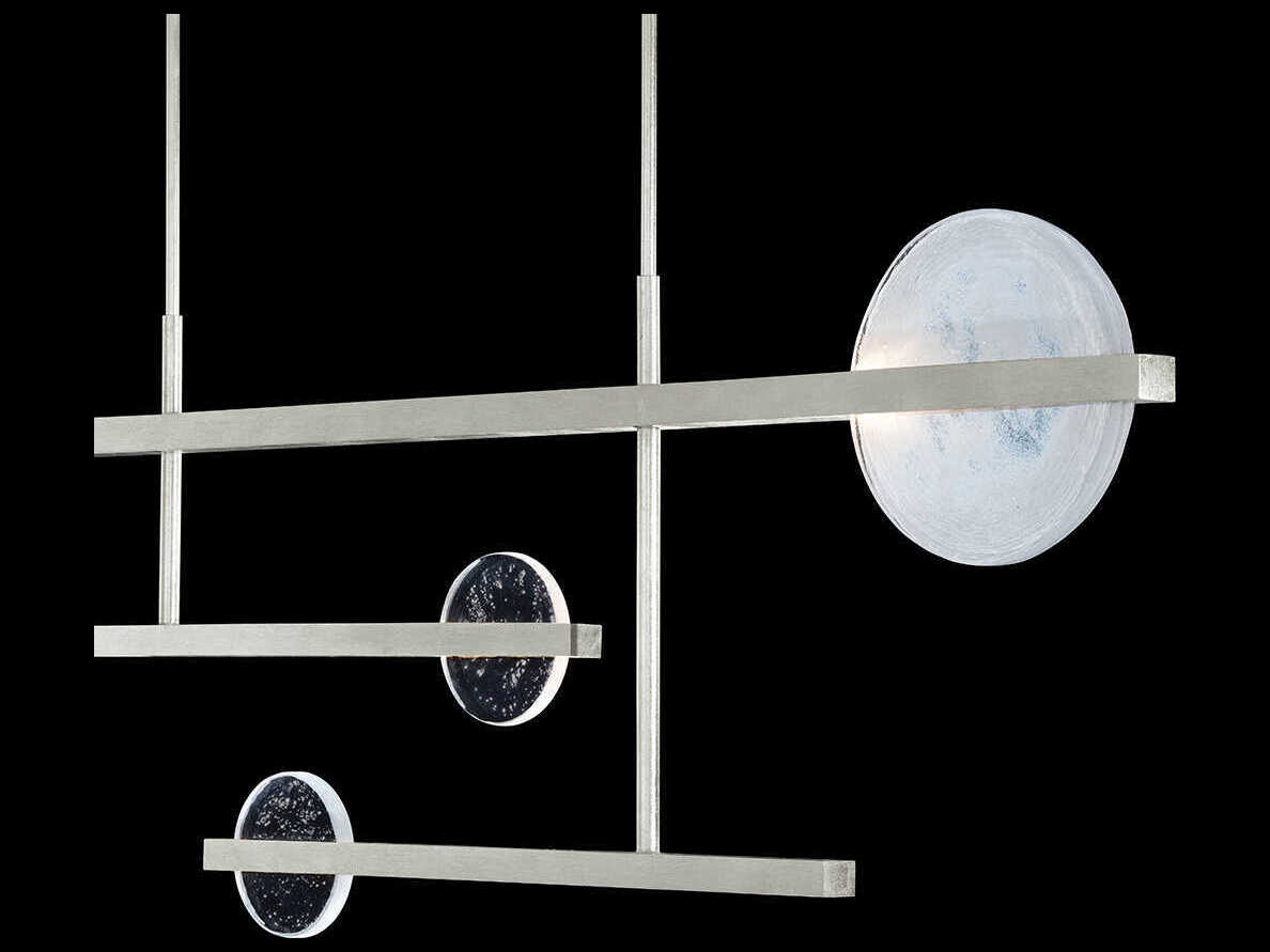 Fine Art Handcrafted Lighting Selene 6-Light Silver Leaf Glass LED Geometric Linear Island Pendant