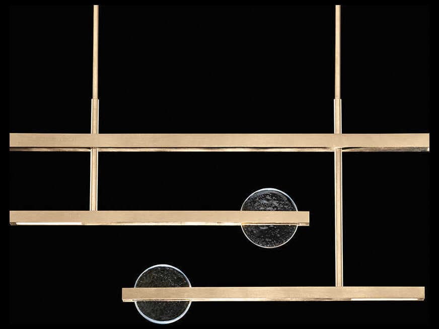 Fine Art Handcrafted Lighting Selene 6-Light Soft Gold Glass LED Geometric Linear Island Pendant