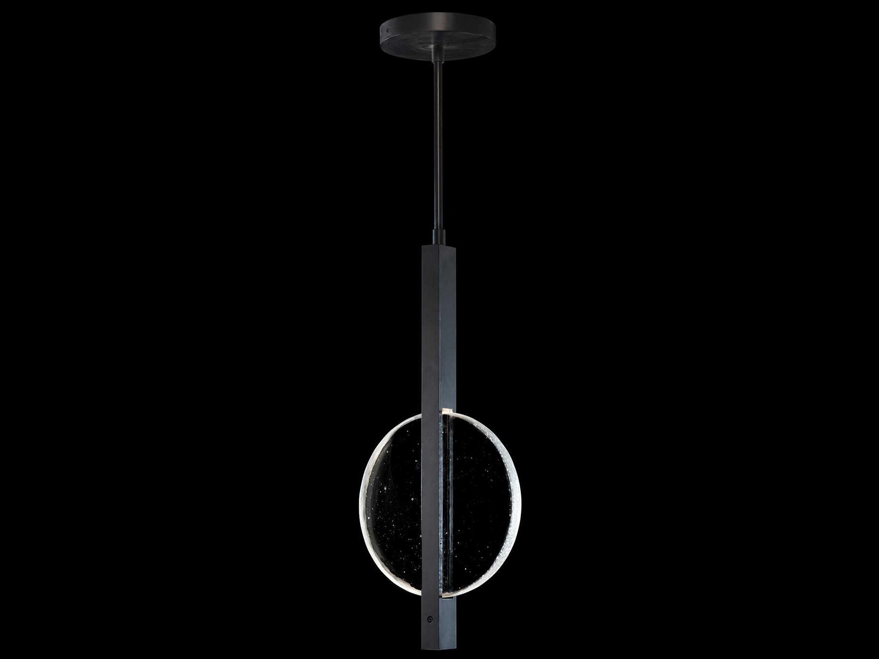 Fine Art Handcrafted Lighting Selene 2-Light Black Iron Glass LED Round Mini Pendant