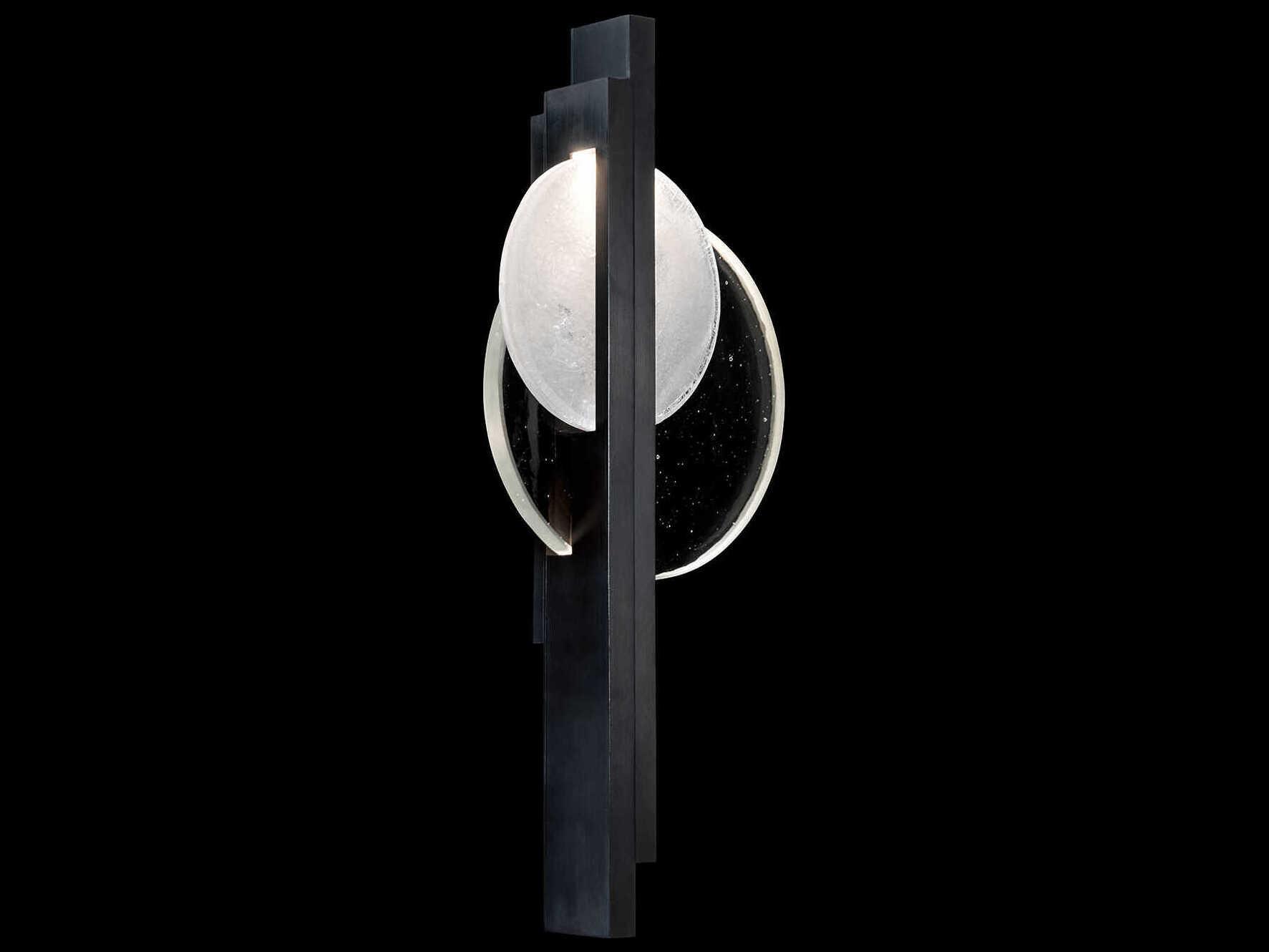 Fine Art Handcrafted Lighting Selene 2-Light Black Iron Glass LED Wall Sconce