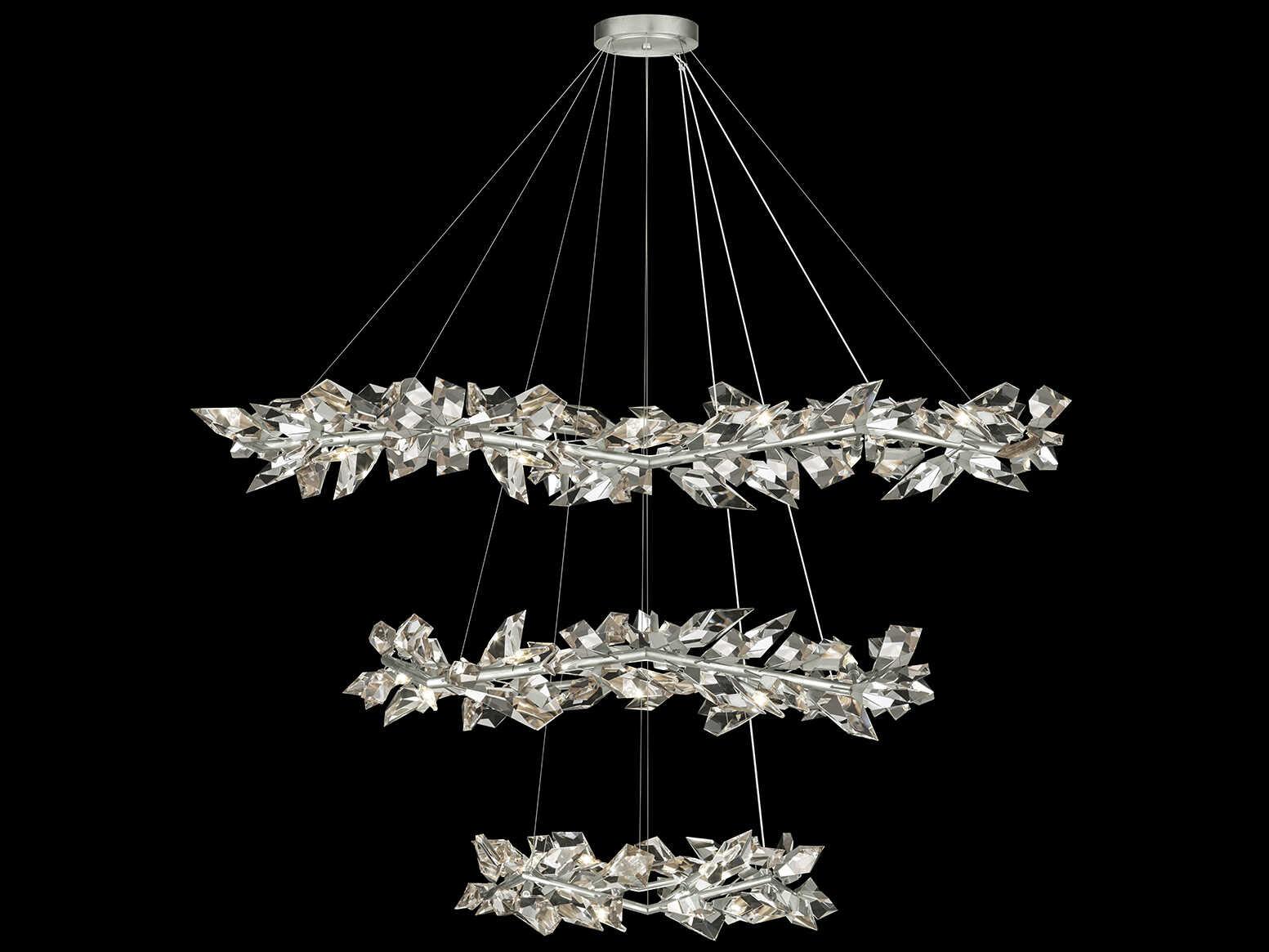 Fine Art Handcrafted Lighting Foret 35-Light Silver Crystal Tiered Pendant
