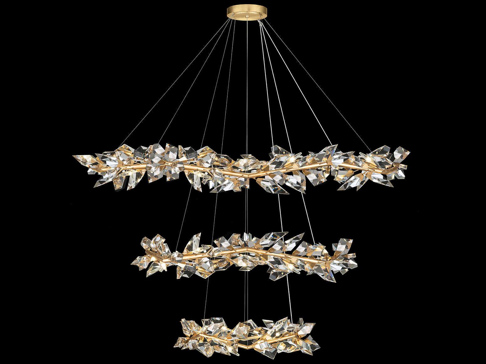 Fine Art Handcrafted Lighting Foret 35-Light Gold Crystal Tiered Pendant
