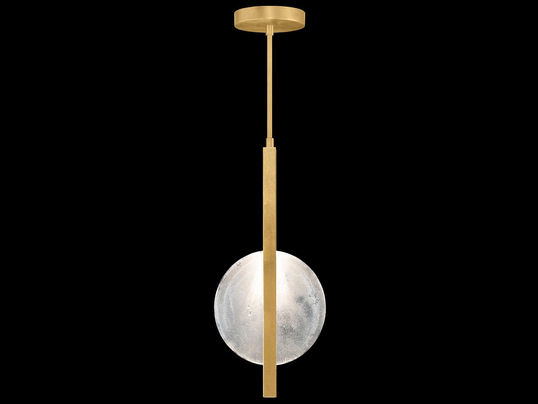 Fine Art Handcrafted Lighting Selene 2-Light Gold Leaf Glass LED Round Mini Pendant