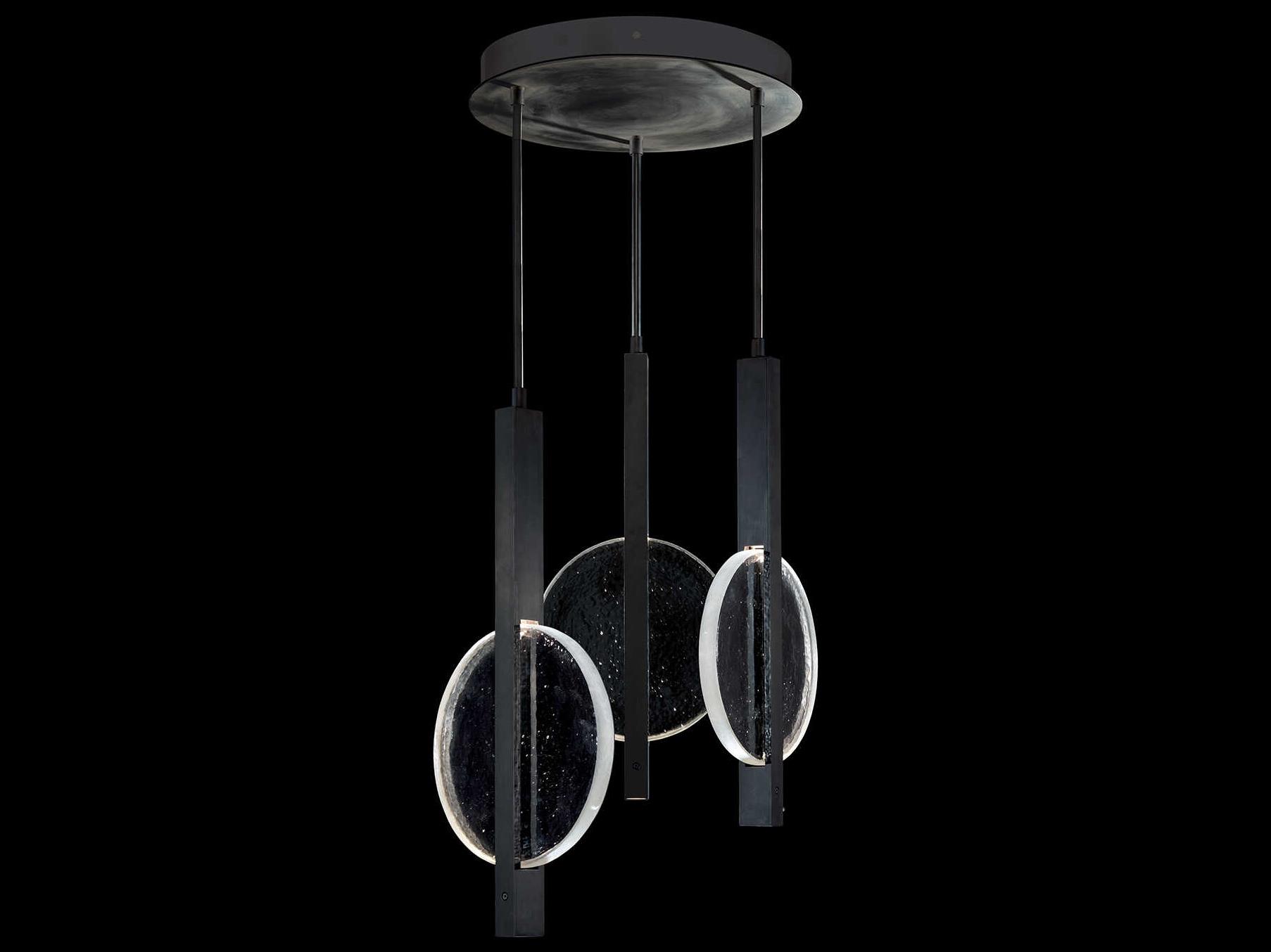 Fine Art Handcrafted Lighting Selene 6-Light Black Iron Glass LED Round Pendant