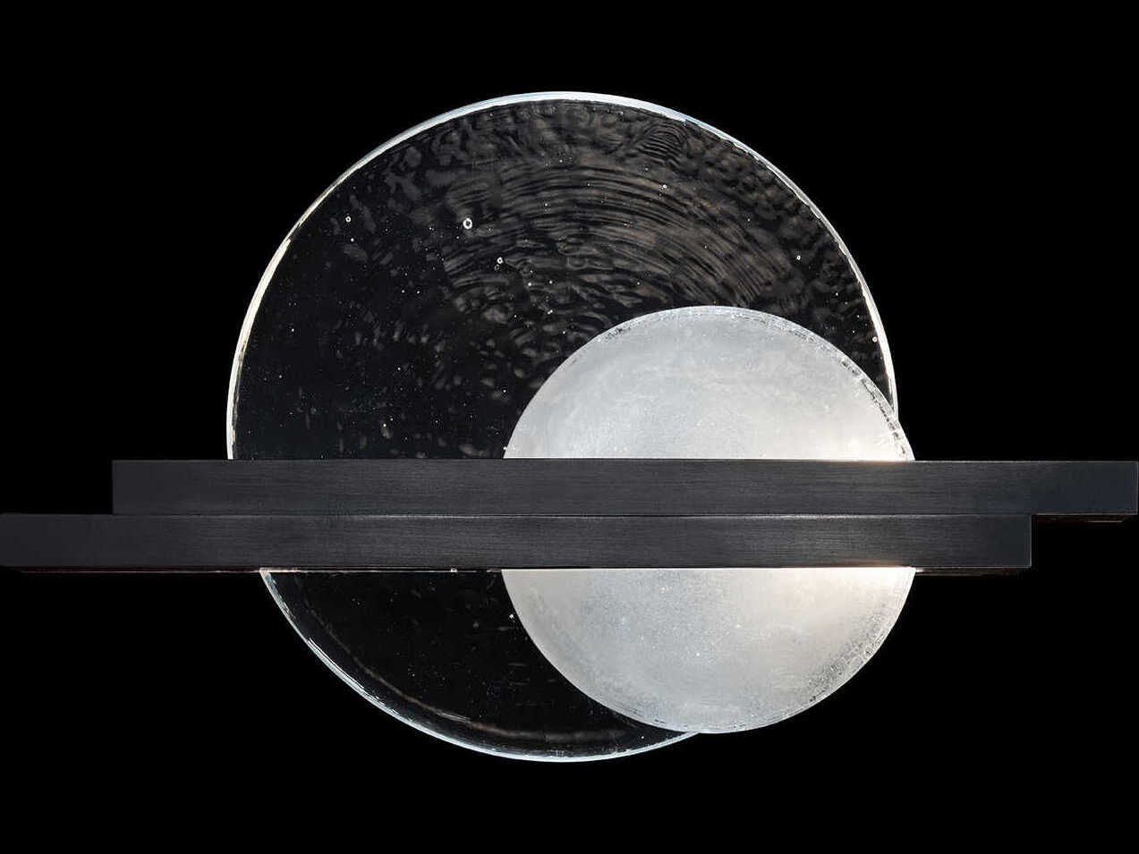 Fine Art Handcrafted Lighting Selene 2-Light Black Iron Glass LED Wall Sconce