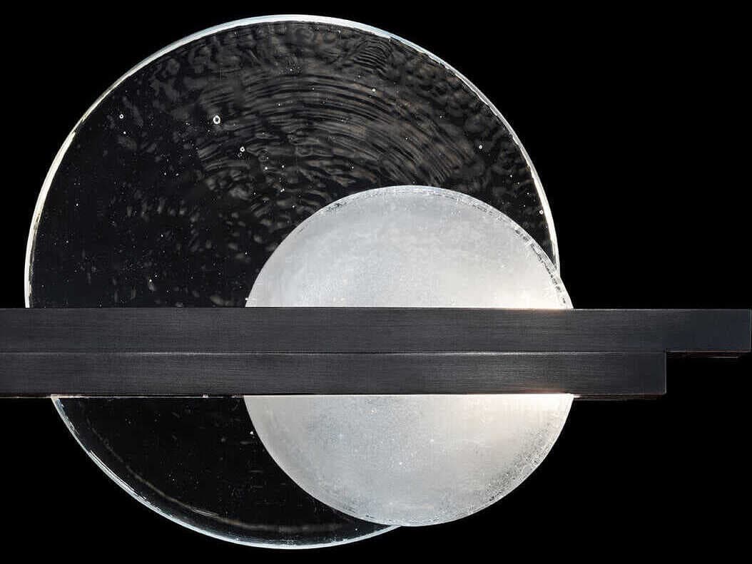 Fine Art Handcrafted Lighting Selene 2-Light Black Iron Glass LED Wall Sconce