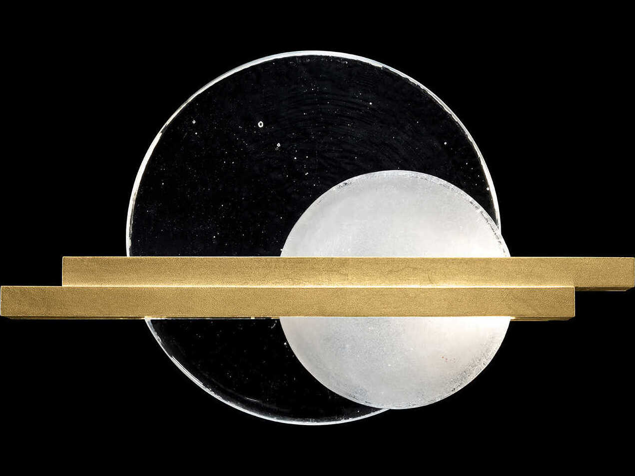 Fine Art Handcrafted Lighting Selene 2-Light Gold Leaf Glass LED Wall Sconce