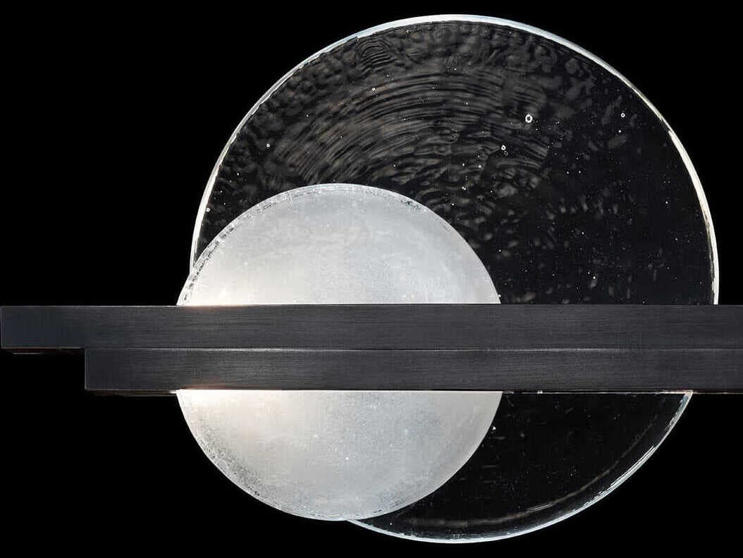 Fine Art Handcrafted Lighting Selene 2-Light Black Iron Glass LED Wall Sconce