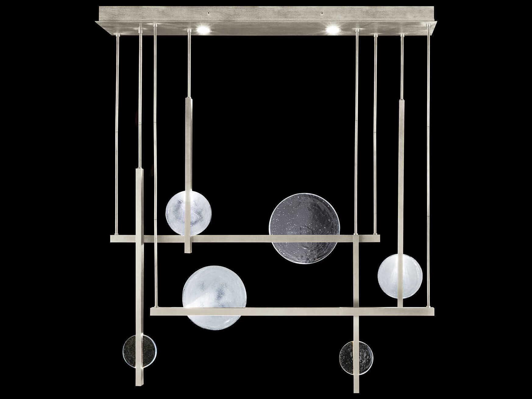 Fine Art Handcrafted Lighting Selene 12-Light Silver Glass LED Geometric Linear Island Pendant