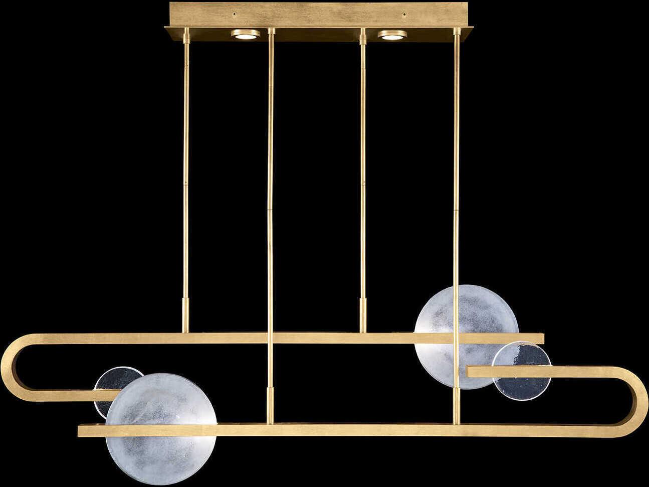 Fine Art Handcrafted Lighting Selene 8-Light Gold Leaf Glass LED Geometric Linear Island Pendant