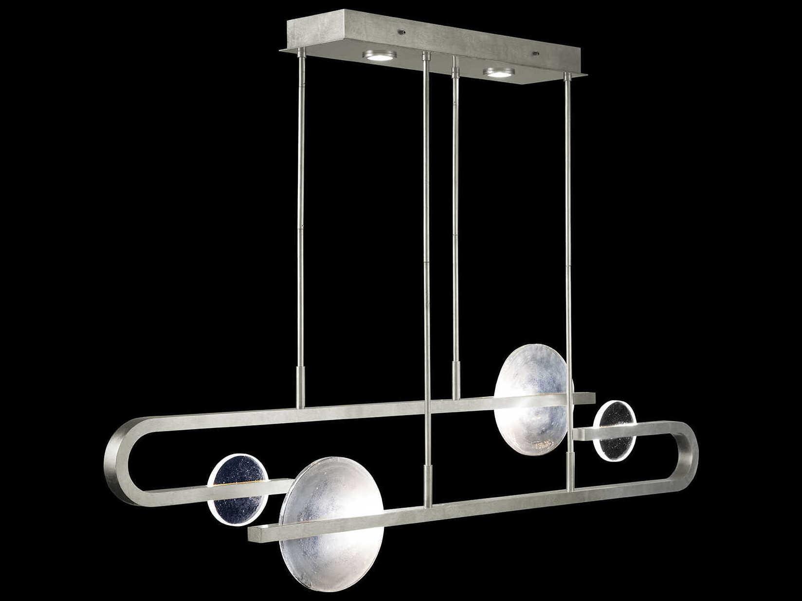 Fine Art Handcrafted Lighting Selene 8-Light Silver Glass LED Geometric Linear Island Pendant