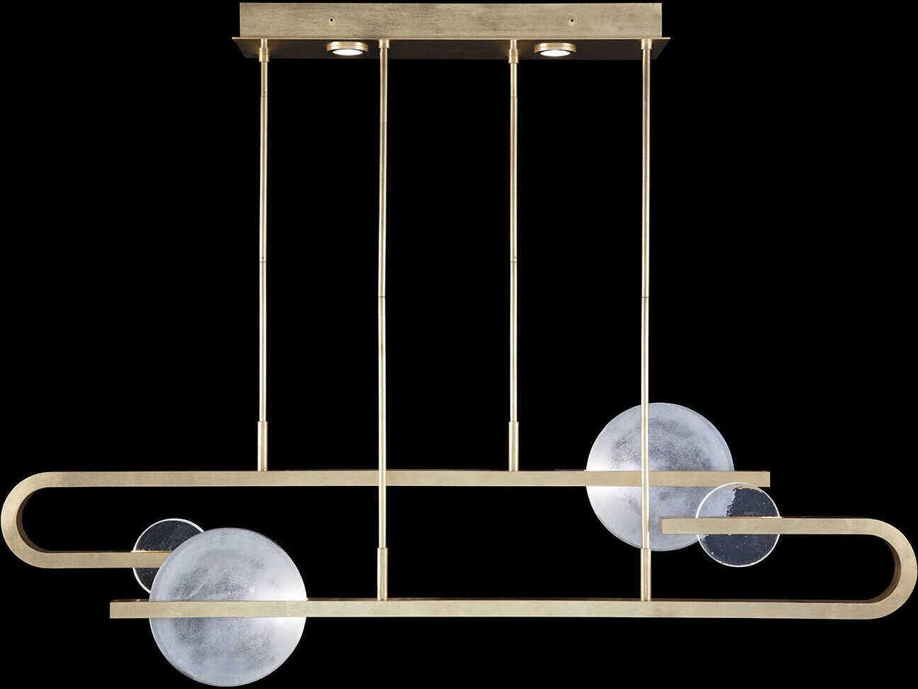 Fine Art Handcrafted Lighting Selene 8-Light Soft Gold Glass LED Geometric Linear Island Pendant