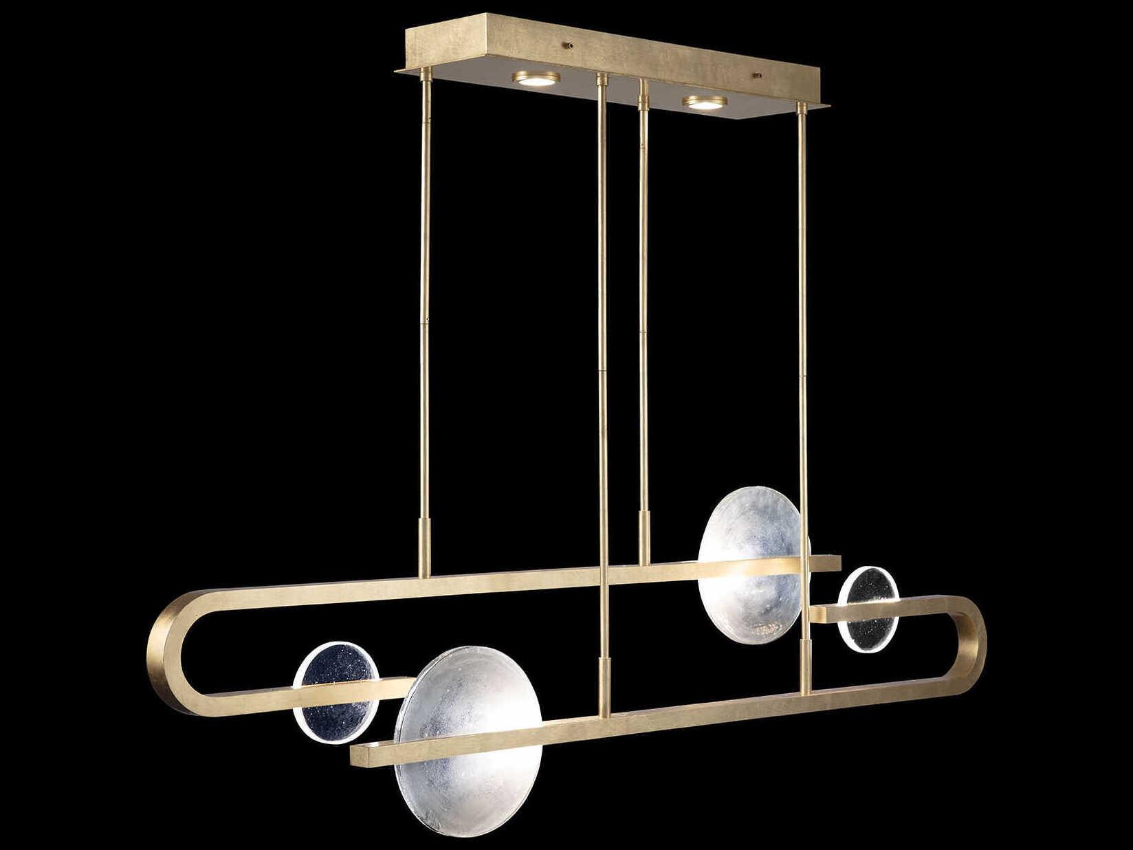 Fine Art Handcrafted Lighting Selene 8-Light Soft Gold Glass LED Geometric Linear Island Pendant