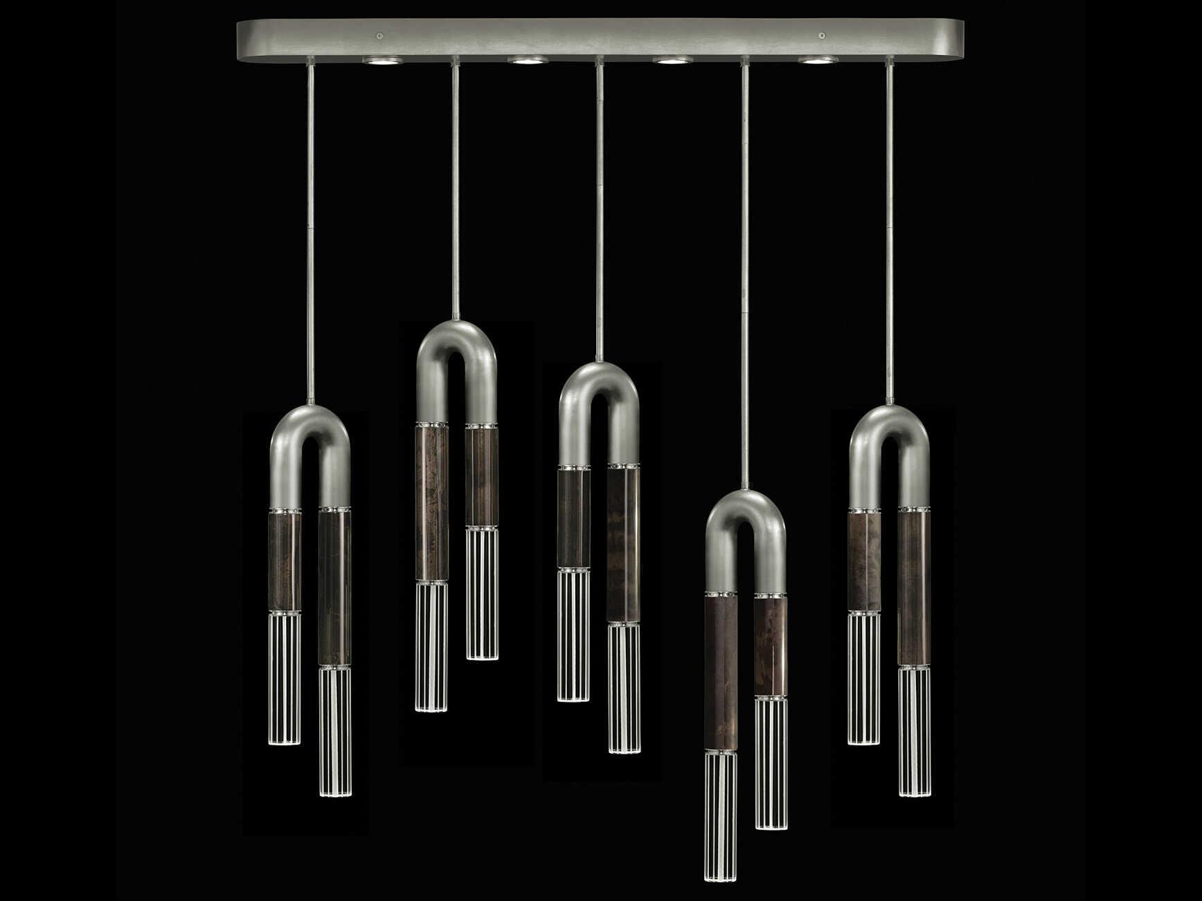 Fine Art Handcrafted Lighting Antonia 14-Light Silver Linear Island Pendant
