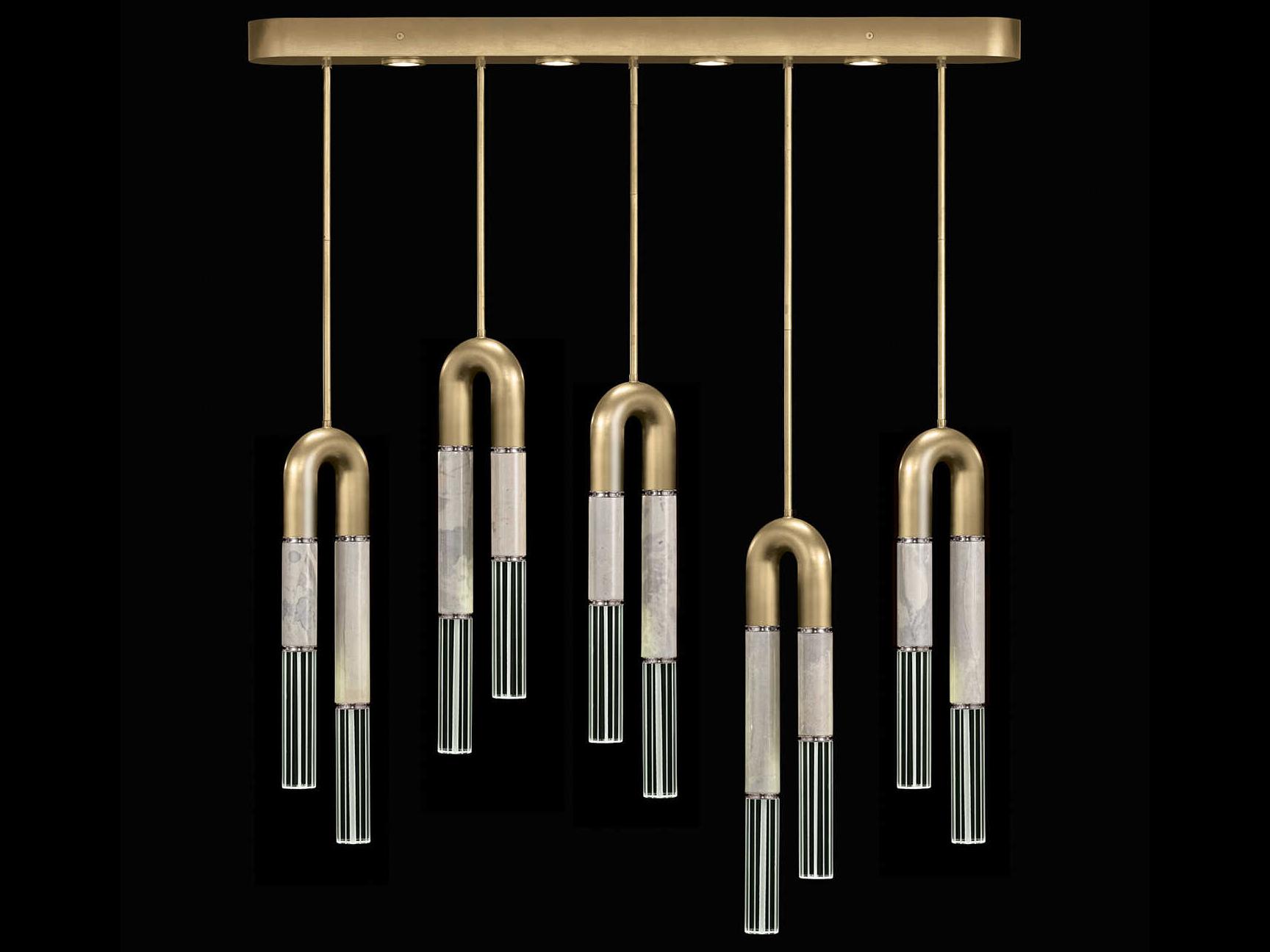 Fine Art Handcrafted Lighting Antonia 14-Light Silver Linear Island Pendant