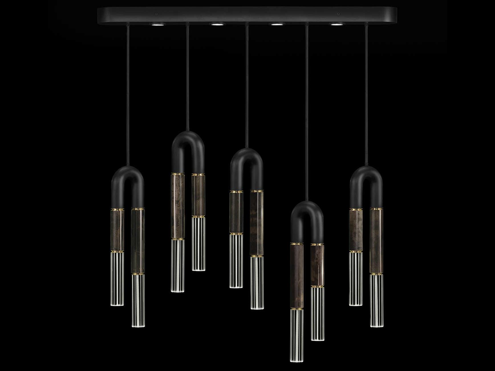 Fine Art Handcrafted Lighting Antonia 14-Light Silver Linear Island Pendant